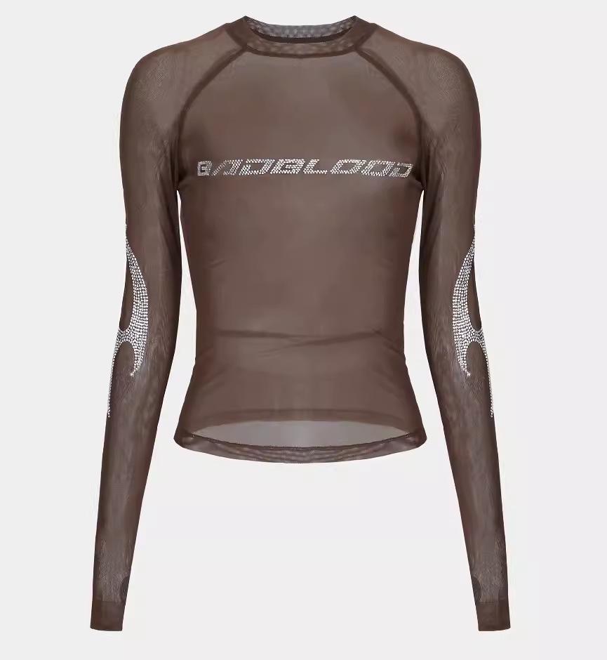 

Korean Badblood BCAC Series Hot Drill Women s Long Sleeve Mesh Top - Sexy, Trendy American Hot Girl Style Extra Small коричневый