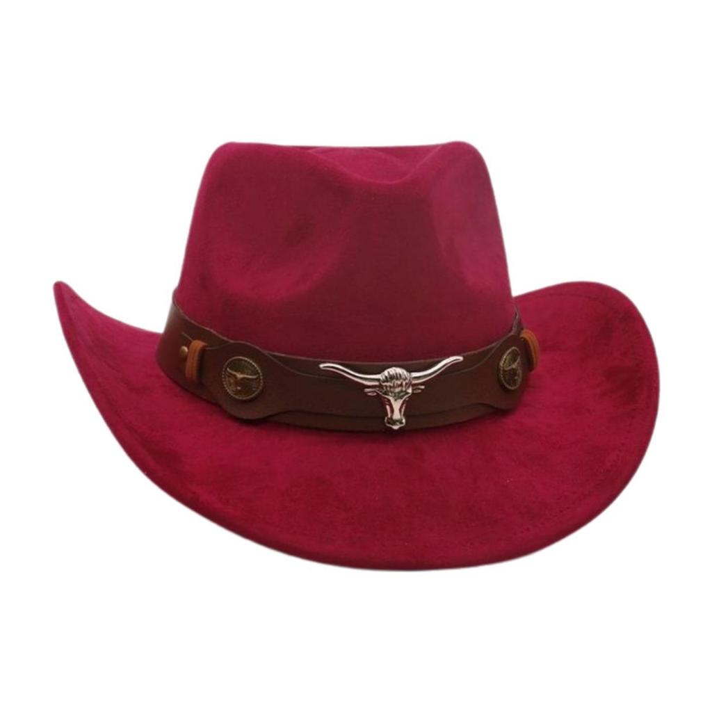 Ethnic Style Western Cowboy Hat Stage Jazz Hat Brown Ox Head Suede Top Hat