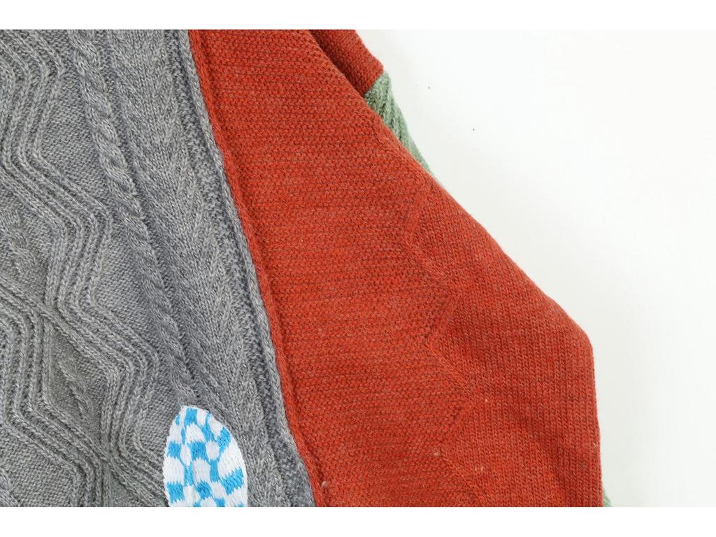 Design Sense Duck Hot Air Balloon Color Block Knit Sweater - 2024 Autumn/Winter Trend