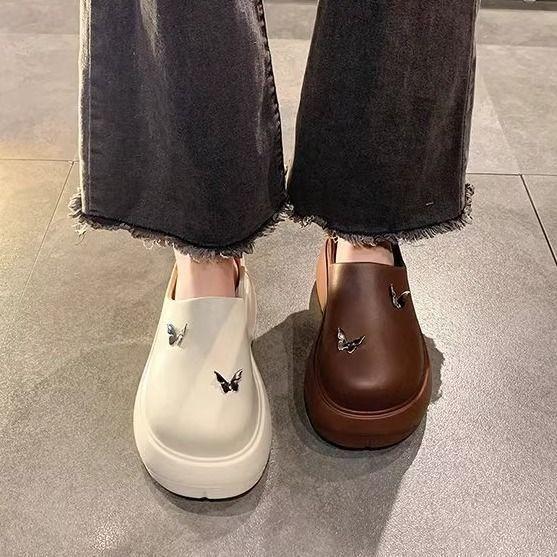 Popular Fashion Heightening Slippers Women Wear New Super Hot Internet Celebrity Thick-bottomed Bag Head Half Slippers Women In Spring and Summer 2025