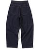 NOT4NERD Linen Like Curved Semi Wide Denim Pants - Deep Indigo
