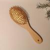 1pc Oval Air Cushion Bamboo Comb, Natural Bambin/Curly/Dry Hair, Suitable for Men and Women, Massages Scalp Anti-Static Hair Detangle