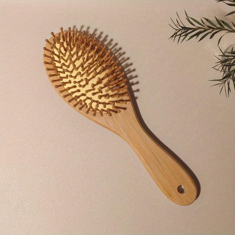 

1 шт. Овальная бамбуковая расческа с воздушной подушкой, для натуральных/кудрявых/сухих волос, подходит для мужчин и женщин, массирует кожу головы, антистатическая, распутывает волосы one-size абрикосовый