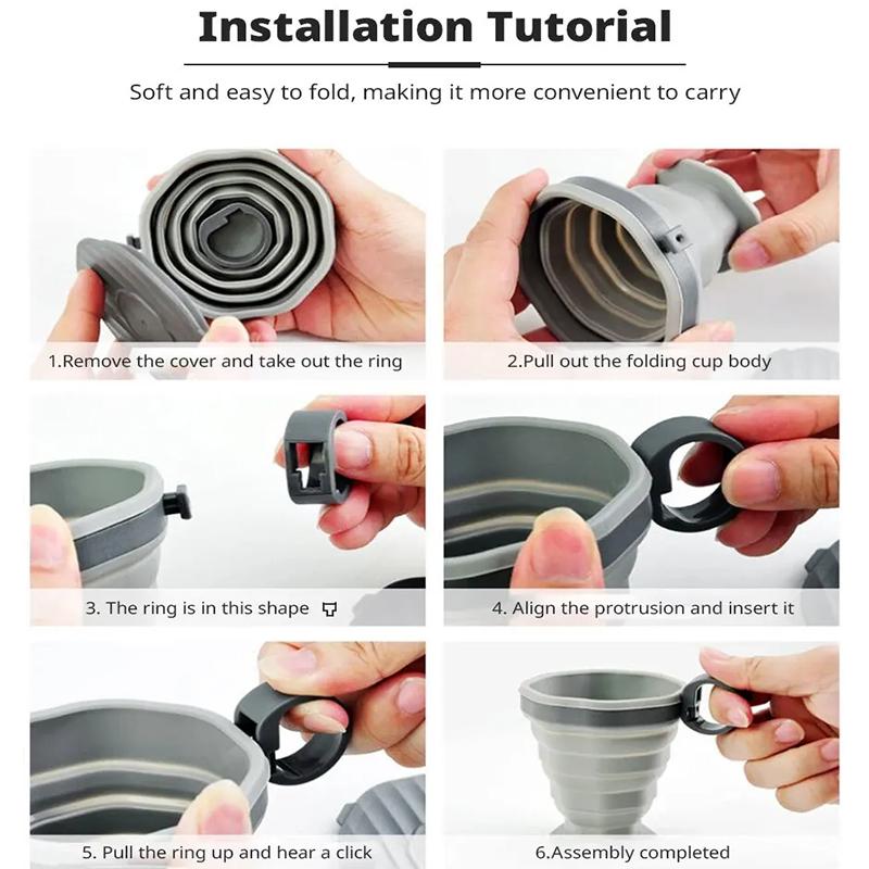 1Pcs Foldable Coffee Cup With Handle And Lid,Creative Portable Water Cup,Travel Camping Hiking Cycling Kitchen Accessories