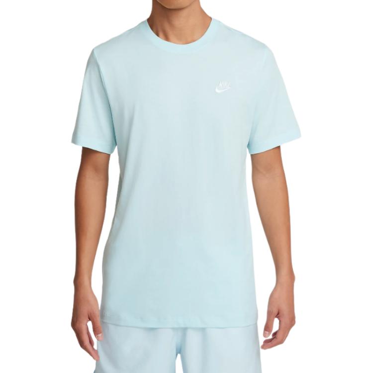 

Nike Однотонная футболка с принтом букв, с круглым вырезом, пуловер, с коротким рукавом, мужские топы, ледниково-голубой AR4997-476 S