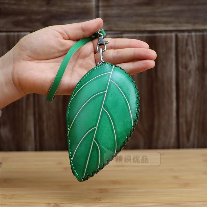 First Layer Cowhide Creative Tree Leaf Seven Star Ladybug Mini Change Bag Tree Leaf Key Bag Hand Bag Hand Bag
