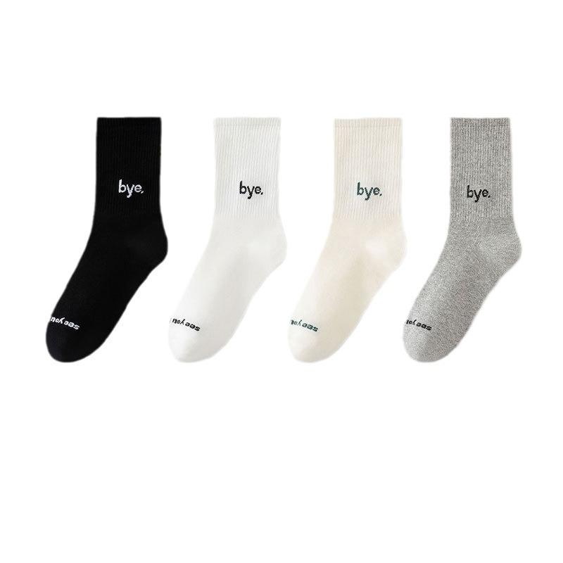 Men's Spring and Autumn Trend Is All Kinds of Letter Sports Sweat Absorbing Breathable Cotton Socks