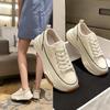 New Low-top Flat Shoes for Women with Thick Soles and Lace-up Canvas