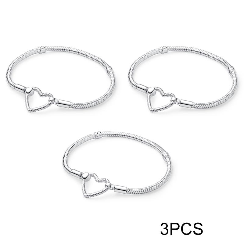 Bangles Original Love Heart Clasp Charms Beads Snake Chain Luxury DIY Jewelry For Women Gift