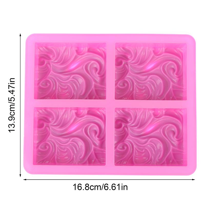 4-Kammer Wellenmuster Silikonform 3D Handgemachte Seifenform Schokoladenkuchen Dekoration Küche Backform