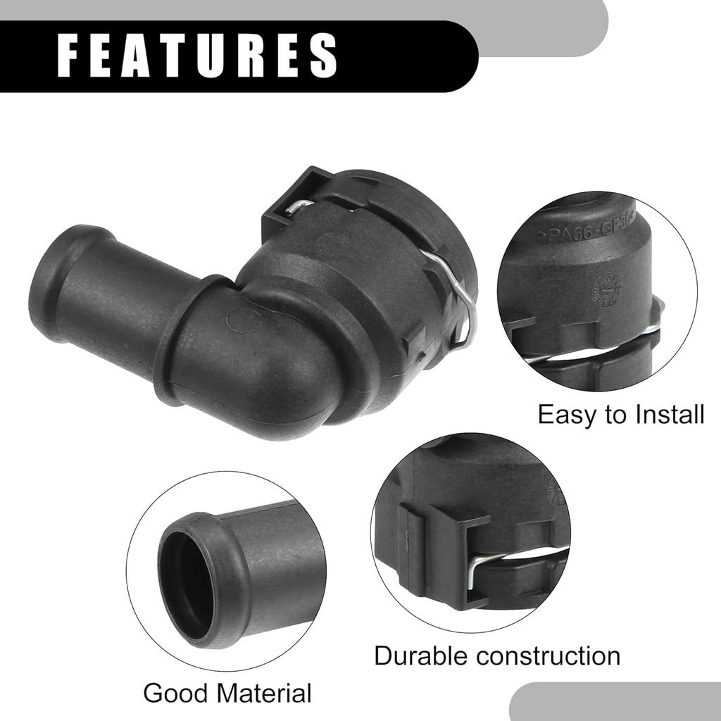Upper Radiator Coolant Hose Connector Pipe No.1K0122291H - Car Interior Heater Hose Connector - for Volkswagen Passat 2012-2014 Plastic Black 1 Pc