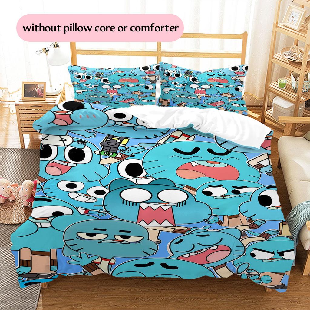 Biancheria da letto con motivo Gumball Decorazione per la casa Regalo di compleanno ( 1 copripiumino + 2 federe, senza imbottitura),merchandising per fan.