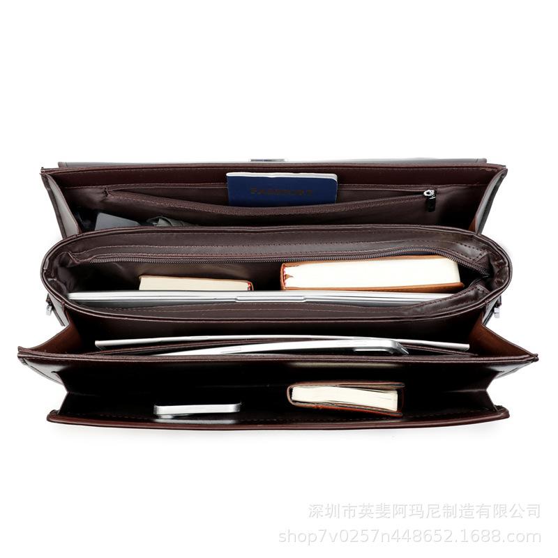 Heren Computer Draagbare Wachtwoordvergrendeling Tas met Meerdere Vakken Waterdicht Grote Capaciteit Geavanceerde Slijtvaste Crossbody Aktetas