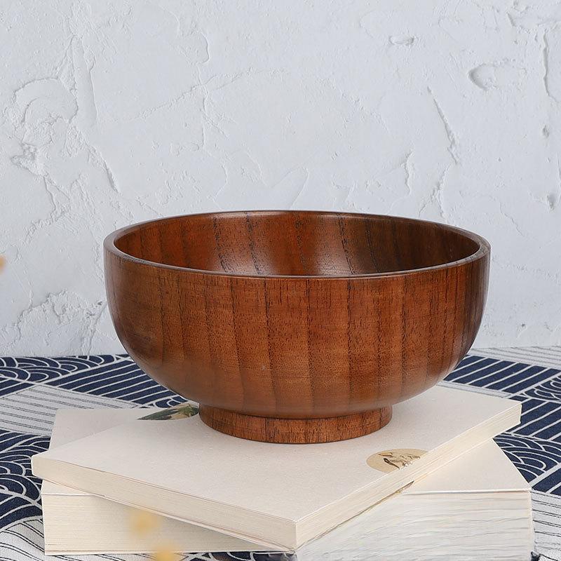 Large wooden bowl for insulation, top grade anti-scalding wooden bowl, wooden salad bowl