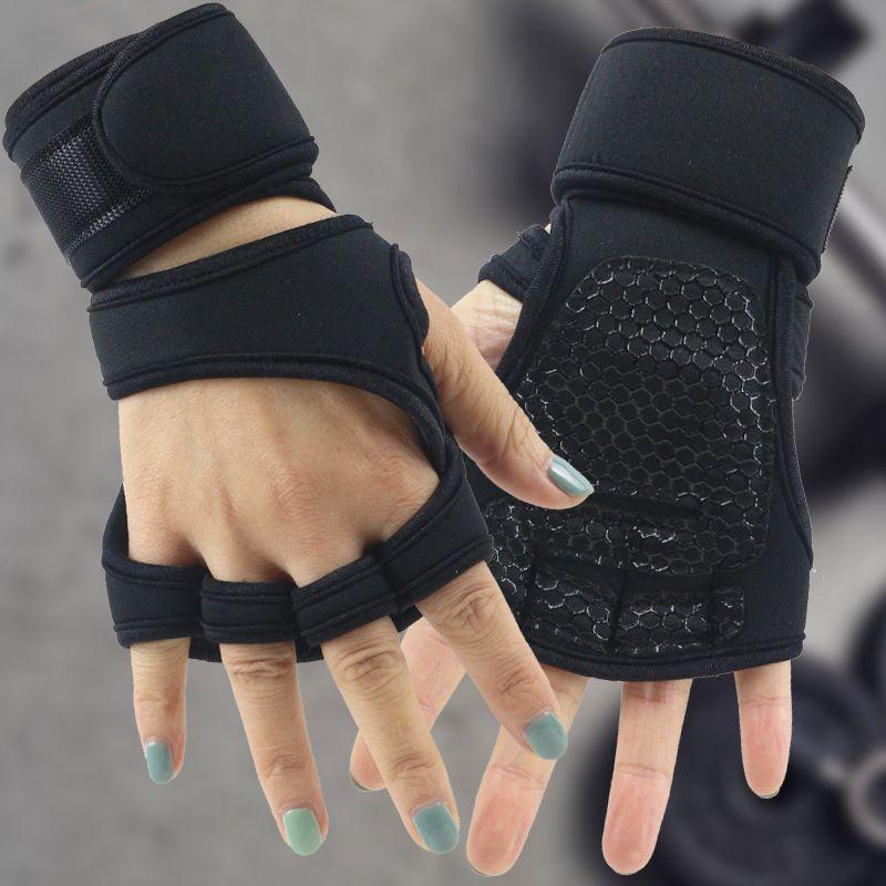 

Fitness Anti-Slip Breathable Wait Lifting Horizontal Bar Training Equipment Strength Cycling Sports Men and Women Half Finger Palm Gloves B Black S