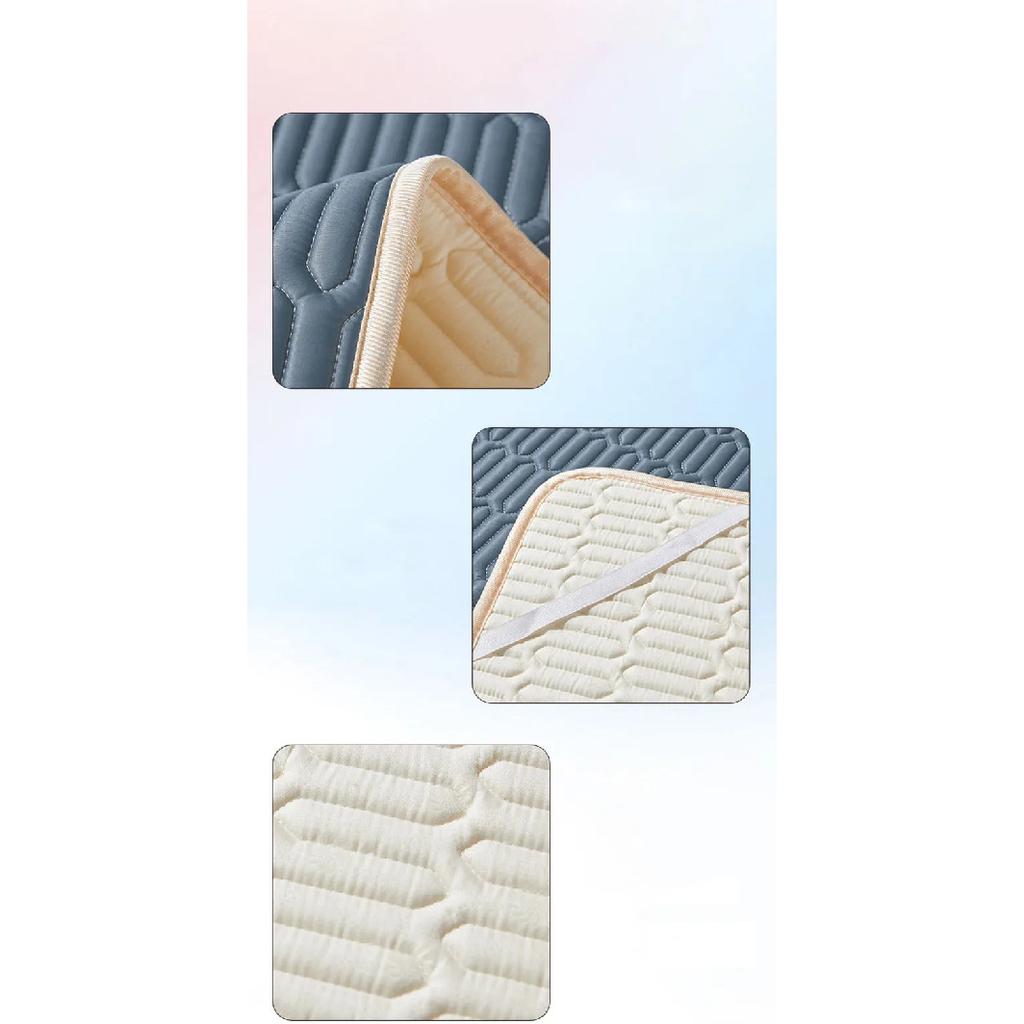 Nordic Summer Latex Ice Cooling Mat Set Thick Folding Air Conditioner Mattress Topper with Strap Solid Color Soft Bedding Sets