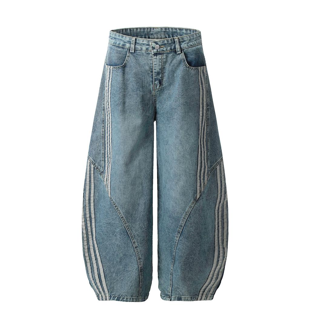 Nuovi jeans lavati vintage americani uomo e donna larghi a gamba larga dritti a tutta lunghezza