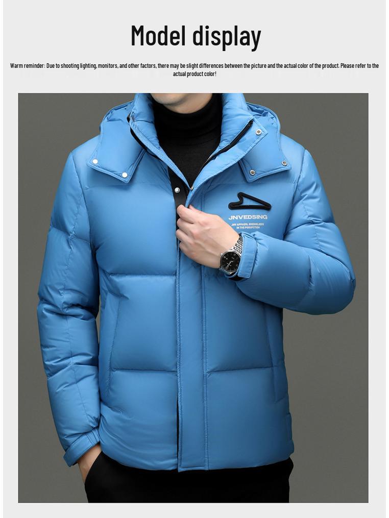 Men's 2025 Winter Fashion Down Jacket, Thick and Warm with Detachable Hood.