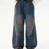 Children's Retro Blue Straight Leg Jeans - Unisex Slimming Casual Long Pants for Autumn 2025
