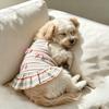 1PC   Striped Pet Dog Suspender Dress with Pink Bow Decor, Breathable Rib Knit Ruffle Hem Puppy Princess Skirt