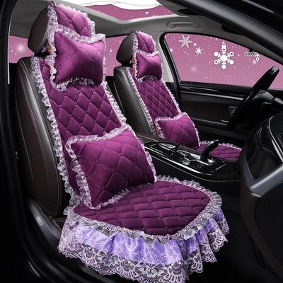 Cuscino Universale Antiscivolo in Peluche per Sedile Auto con Bordo in Pizzo per Autunno e Inverno