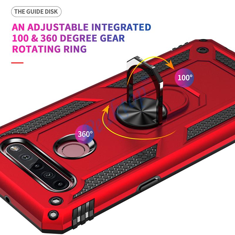 Fallbeskyttelse Magnetisk Armor-deksel for LG K51S K41S K51 K61 K50S Stylo 6 5 Aristo 2 3 Harmony 4 Q51 Q61 Metallringstativ-deksel