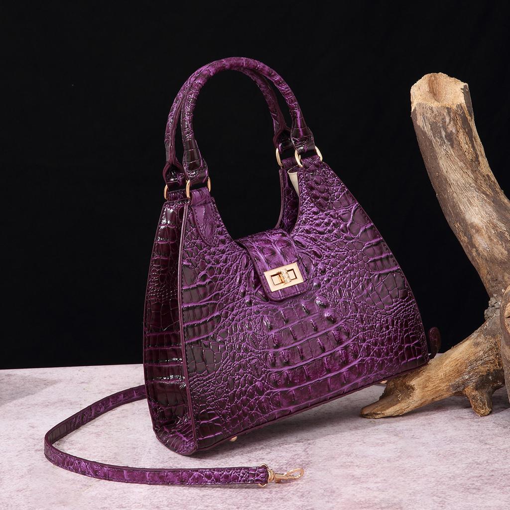 European and American Retro Independent Station Hand-held Armpit Bag French Stick Women's Bag Crocodile Pattern Brahmin