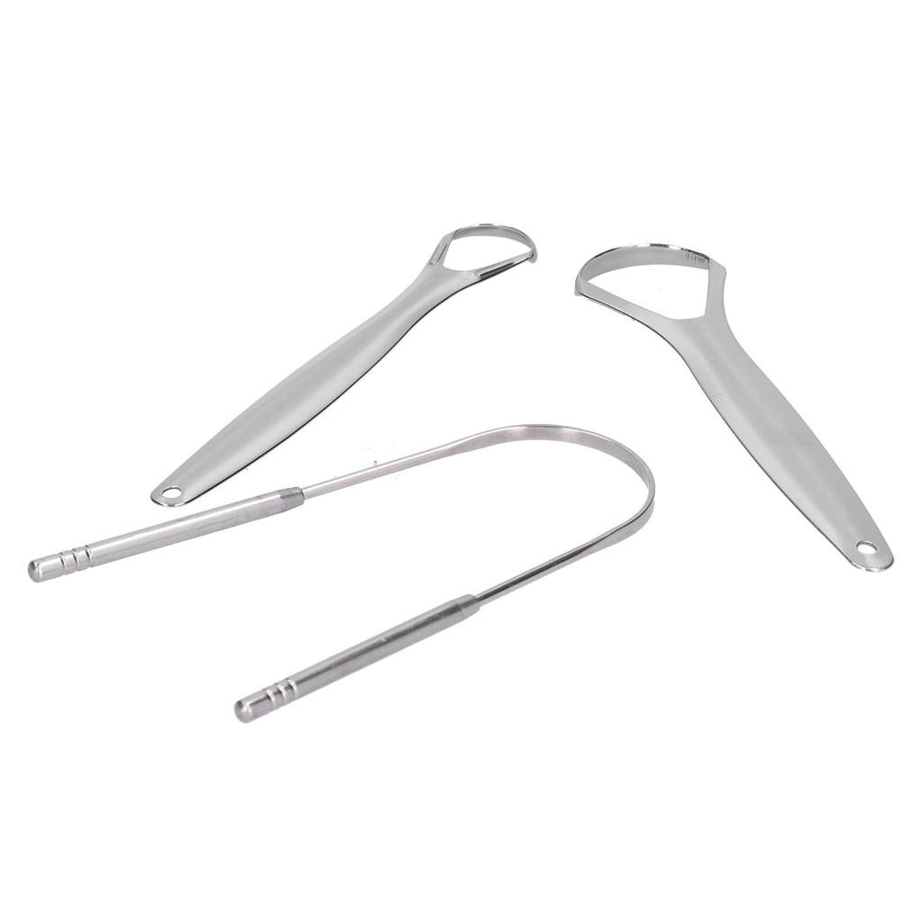3PCS Portable Tongue Scraper Stainless Steel Tongue Cleaner Cleaning Brush Oral Care Tools