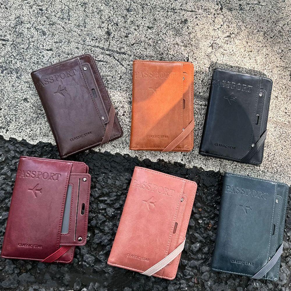 

Minimalist RFID Passport Holder PU Leather Tickets Cards Holder Passport Protective Cover Unisex червоний