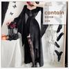 Costume di Halloween gotico scuro strega abito lungo vampiro mietitore abito nero