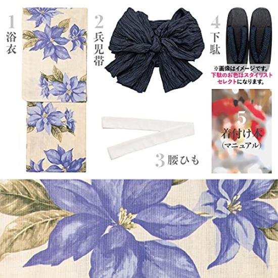 DITA Yukata Full Set That Can Be Worn by One Person Yukata Obi Geta 3 Items Waist Strap Dressing Manual Total 5 Items Search for Kikyo In the Evening