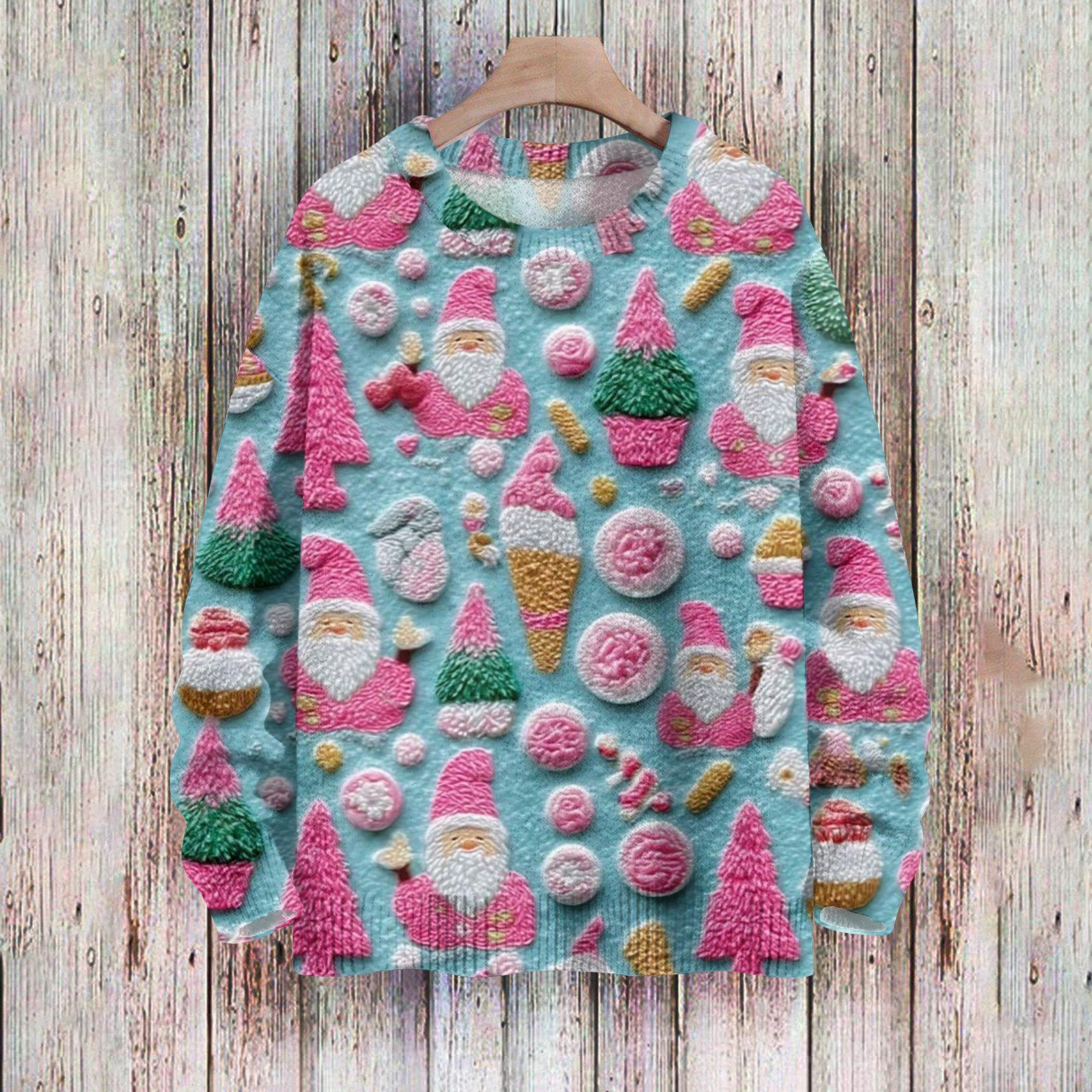 

Рождественские толстовки для женщин Вязаный свитер Милая рубашка Осенний свитер с круглым вырезом Топы XXXL