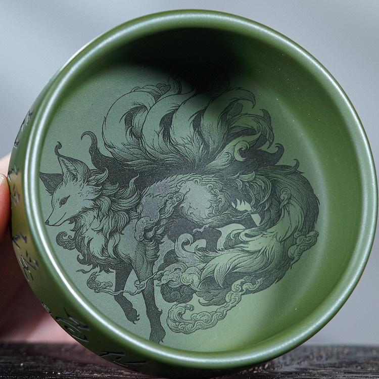 

150ml Yixing Purple Clay Peacock Nine-tailed Fox Teacup Boutique Tea Bowl Tea Pair Tea-tasting Personal Cup Jianzhan Master Cups