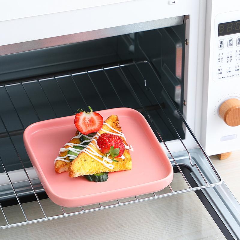 Nordic Style Ceramic Western Plate Square Steak Plate Household Square Plate Western Tableware Vegetable Plate Breakfast Plate