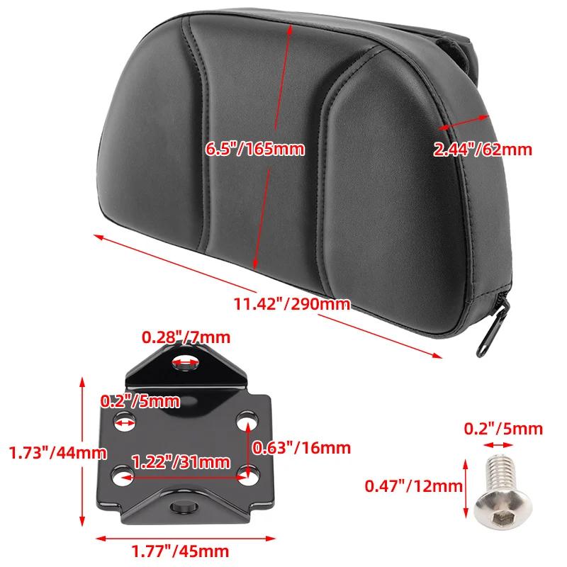 Universal For Harley Yamaha Honda Suzuki Kawasaki Chopper Motorcycle Driver Backrest PU Leather Cushion Pad With Storage Pouch