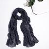Women Scarf Solid Color Long Wide Crumple Thin Decorative Soft Perspective Wrinkled Scarf Clothes Accessory