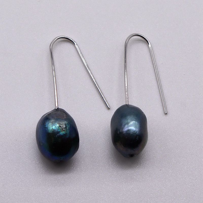 Boucles d'oreilles en perles d'eau douce naturelles baroques, jolies boucles d'oreilles en argent Sterling 925 à crochet droit pour femmes