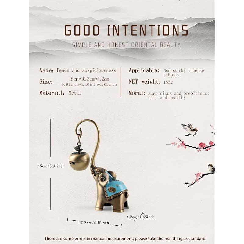 LASODY Elegant Elephant-Shaped Metal Incense Holder Sandalwood Scented Ideal for Christmas Easter Thanksgiving Father'S Mother'S Day Gifts