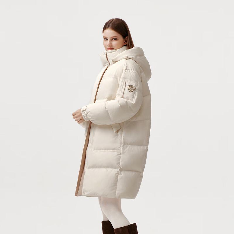 Tankboer Women's Mid-Length Detachable Hood Duck Down Jacket