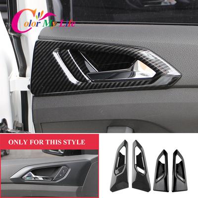 Auto Innentürgriff Rahmen Dekoration Abdeckung Aufkleber für Volkswagen VW T-cross Tcross 2018 - 2023 LHD 4 Teile/satz Carbon