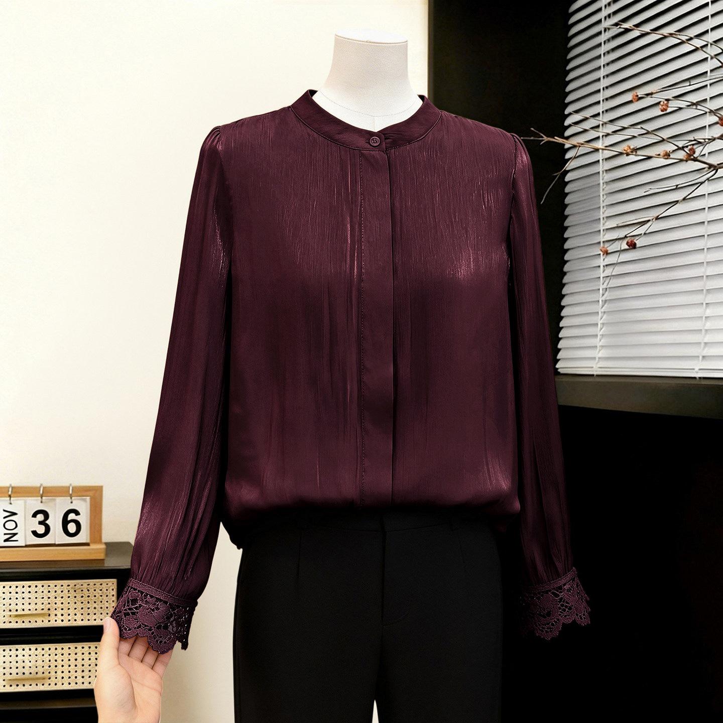 

Women s Purple Fashion Shirt - Spring 2026, Loose Casual Top, Age-Reducing Design 2XL (105-120 jin) фіолетовий