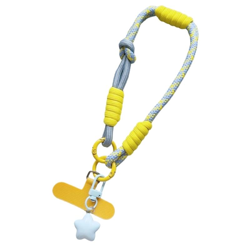 Multicolor Phone Strap Polyester Metal Charm Detachable Tethers Mobile Lanyard Adjustable Wristband for Key Accessories