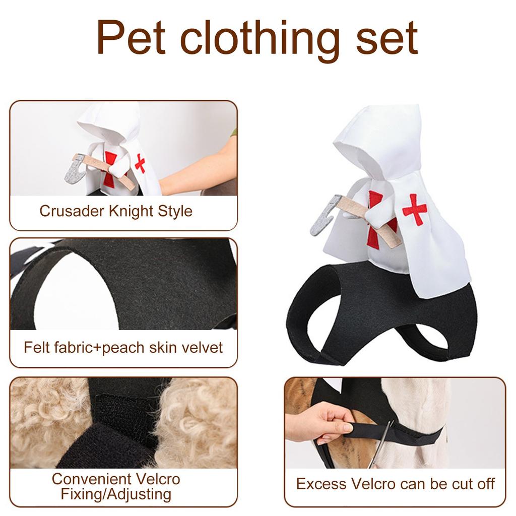 Pup Into A Crusader Knight,This Funny Dog Costume Features A Knight Design With Cross ,soft Fabric For Comfort,Perfect For Costume Parties