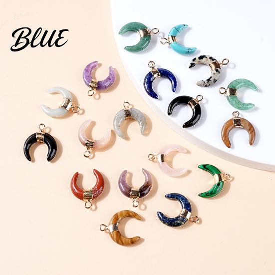 DIY Pendant Charm Gold-Plated Edging Crescent Horn Design Natural Imitation