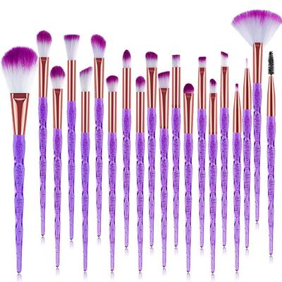Diamond Makeup Brush Set Powder Foundation Blush Blending Eyeshadow Lip Cosmetic Beauty Makeup Brushes Pincel Makeup 20, TransparentPurple