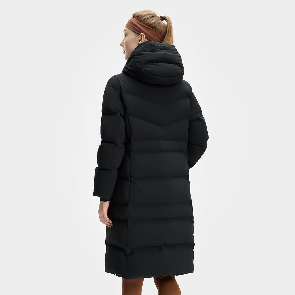 Fila Fitness Versatile Warm Long Hooded Down Jacket Women Outerwear Deep-Black A11W441907F-BK