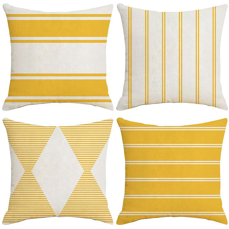 Home Geometric Graphics Simple Outdoor Waterproof Linen Pillowcase Sofa Chair Cushion