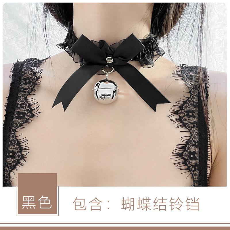 Women's Cat Girl Bell Lace Elastic Collar Maid Bow Collar