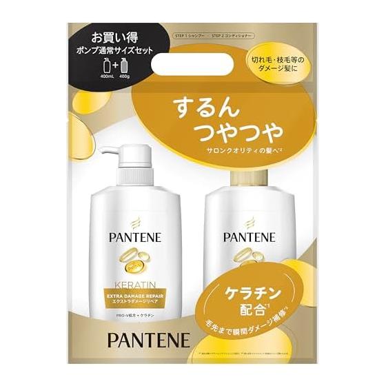 Pantene Shampoo + Conditioner Pump Set 400mL + 400g Extra Damage Repair [Bulk Purchase]
