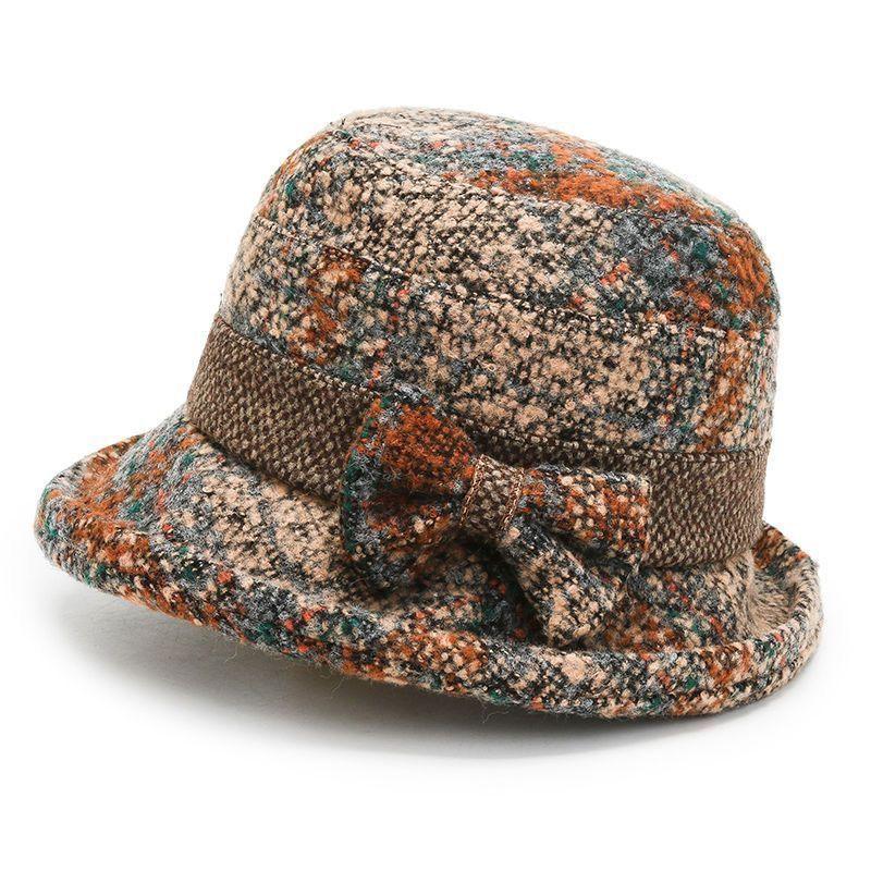 In the Elderly Lady Hat Autumn and Winter Mother Old Lady Woolen Grandmother Old Man Warm Bucket Hat Cotton Hat